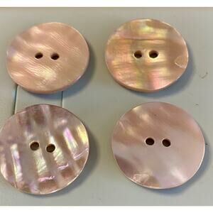 Vintage Buttons Mother Of Pearl Round 3/4” Buttons 2 Hole Set Of 4